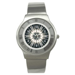 Abstract Fractal Pattern Lines Stainless Steel Watch by Pakrebo