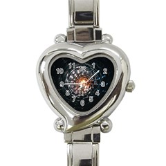 Abstract Fractal Pattern Galaxy Heart Italian Charm Watch by Pakrebo