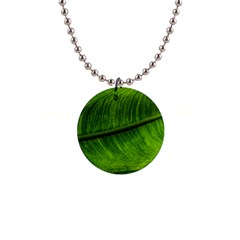 Green Leaf Plant Freshness Color 1  Button Necklace by Pakrebo