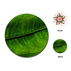 Green Leaf Plant Freshness Color Playing Cards (round) by Pakrebo