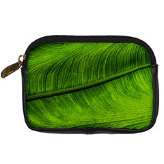 Green Leaf Plant Freshness Color Digital Camera Leather Case by Pakrebo