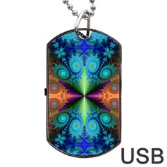 Fractal Fractal Background Design Dog Tag Usb Flash (two Sides) by Pakrebo