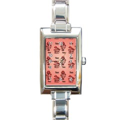 Funny Mushroom Pattern Rectangle Italian Charm Watch by FantasyWorld7