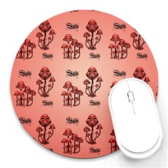 Funny Mushroom Pattern Round Mousepads by FantasyWorld7