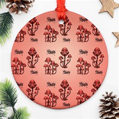 Funny Mushroom Pattern Ornament (round) by FantasyWorld7