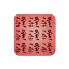 Funny Mushroom Pattern Rubber Coaster (square) 