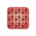 Funny Mushroom Pattern Rubber Square Coaster (4 pack)  Front