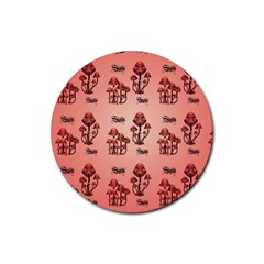 Funny Mushroom Pattern Rubber Coaster (round)  by FantasyWorld7