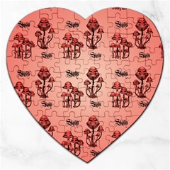 Funny Mushroom Pattern Jigsaw Puzzle (heart) by FantasyWorld7