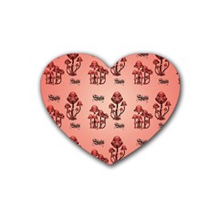 Funny Mushroom Pattern Rubber Coaster (heart)  by FantasyWorld7