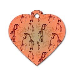 Cute Giraffe Pattern Dog Tag Heart (one Side) by FantasyWorld7