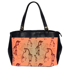 Cute Giraffe Pattern Oversize Office Handbag (2 Sides) by FantasyWorld7