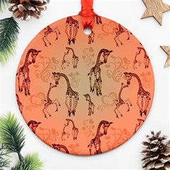 Cute Giraffe Pattern Ornament (round) by FantasyWorld7