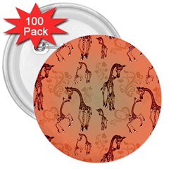 Cute Giraffe Pattern 3  Buttons (100 Pack)  by FantasyWorld7