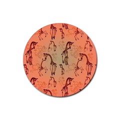 Cute Giraffe Pattern Rubber Round Coaster (4 Pack)  by FantasyWorld7