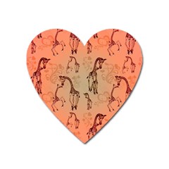 Cute Giraffe Pattern Heart Magnet by FantasyWorld7