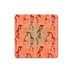 Cute Giraffe Pattern Square Magnet by FantasyWorld7