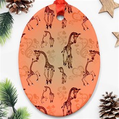 Cute Giraffe Pattern Oval Ornament (two Sides) by FantasyWorld7