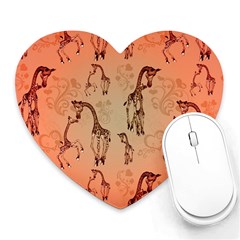 Cute Giraffe Pattern Heart Mousepads by FantasyWorld7