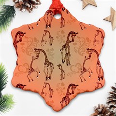 Cute Giraffe Pattern Snowflake Ornament (two Sides) by FantasyWorld7