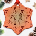 Cute Giraffe Pattern Snowflake Ornament (Two Sides) Back