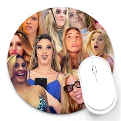 Lele Pons - Funny Faces Round Mousepads by Valentinaart