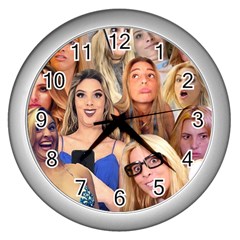 Lele Pons - Funny Faces Wall Clock (silver) by Valentinaart