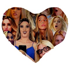 Lele Pons - Funny Faces Large 19  Premium Flano Heart Shape Cushions by Valentinaart