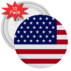 American Flag 3  Buttons (10 Pack)  by Valentinaart