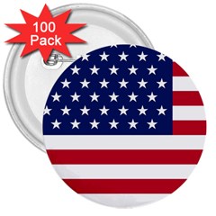 American Flag 3  Buttons (100 Pack)  by Valentinaart