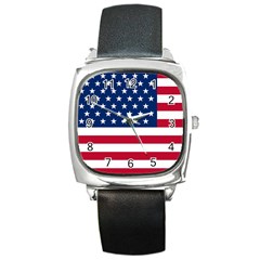 American Flag Square Metal Watch by Valentinaart