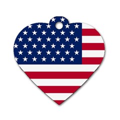 American Flag Dog Tag Heart (one Side) by Valentinaart