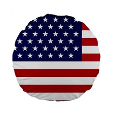 American Flag Standard 15  Premium Round Cushions by Valentinaart