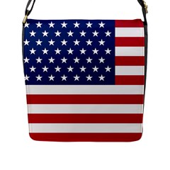 American Flag Flap Closure Messenger Bag (l) by Valentinaart