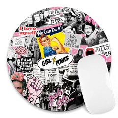 Feminism Collage  Round Mousepads by Valentinaart