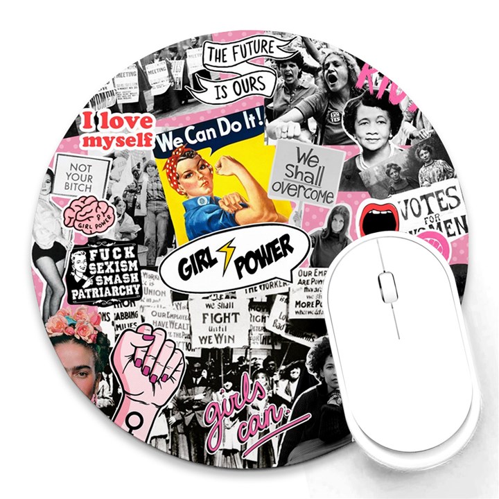 Feminism collage  Round Mousepads