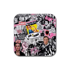 Feminism Collage  Rubber Coaster (square)  by Valentinaart