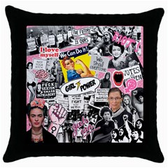 Feminism Collage  Throw Pillow Case (black) by Valentinaart