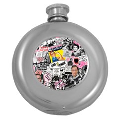 Feminism Collage  Round Hip Flask (5 Oz) by Valentinaart