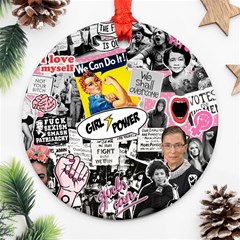 Feminism Collage  Round Ornament (two Sides) by Valentinaart