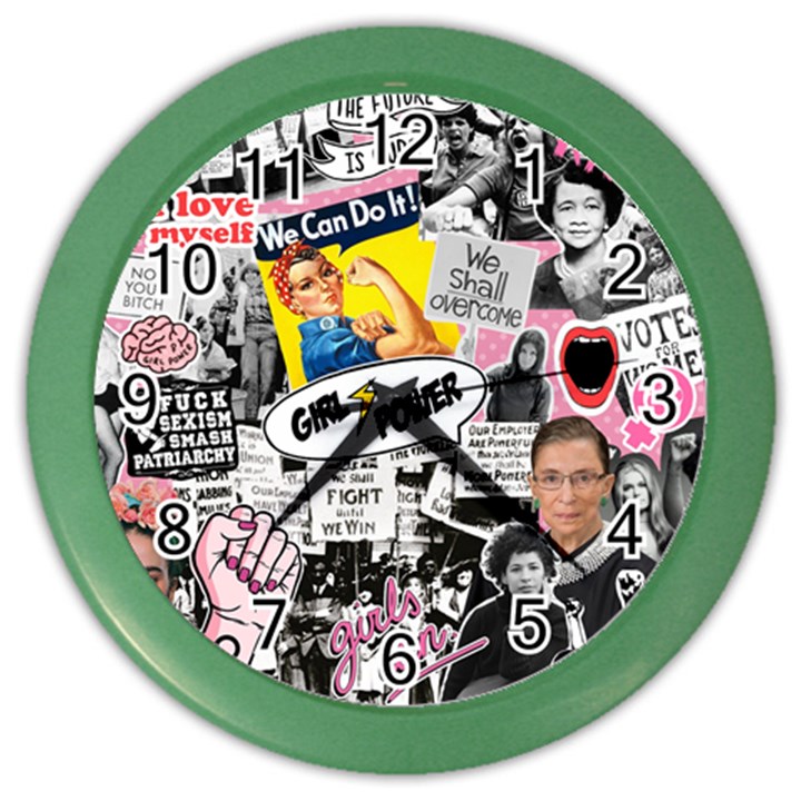 Feminism collage  Color Wall Clock