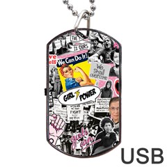 Feminism Collage  Dog Tag Usb Flash (one Side) by Valentinaart