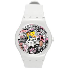 Feminism Collage  Round Plastic Sport Watch (m) by Valentinaart