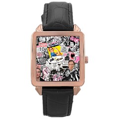 Feminism Collage  Rose Gold Leather Watch  by Valentinaart