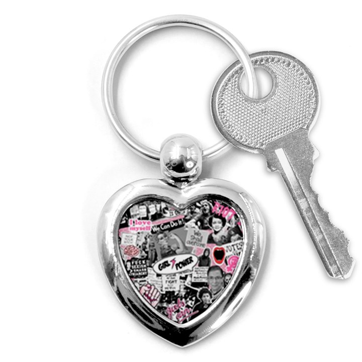 Feminism collage  Key Chains (Heart) 