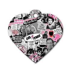 Feminism Collage  Dog Tag Heart (one Side) by Valentinaart