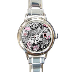 Feminism Collage  Round Italian Charm Watch by Valentinaart