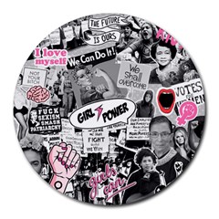 Feminism Collage  Round Mousepads by Valentinaart