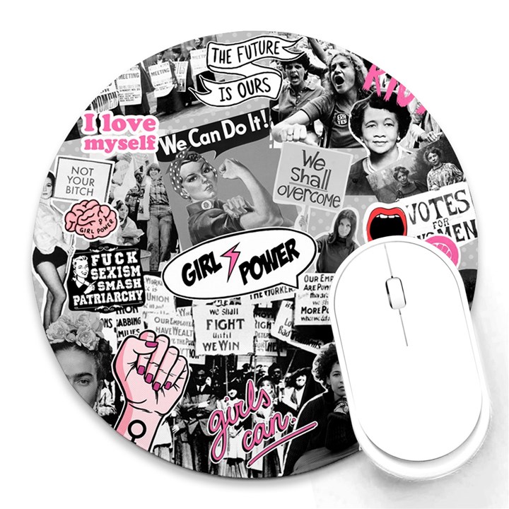 Feminism collage  Round Mousepads