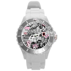 Feminism Collage  Round Plastic Sport Watch (l) by Valentinaart